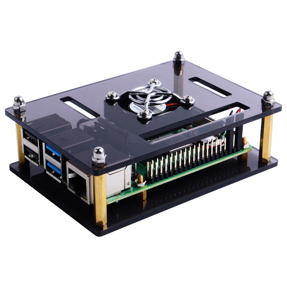 52Pi-Dark-Brown--Clear-Acrylic-Case-with-Cooling-Fan-for-Raspberry-Pi-4B--3B--3B-1665201