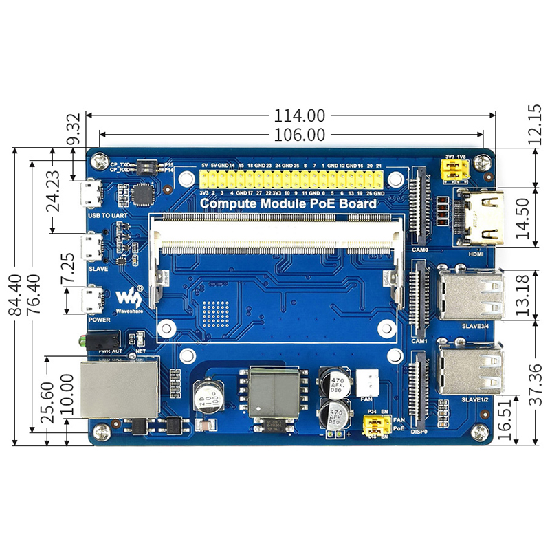 Caturda-C2700-CM33Lite33-Calculate-Module-Base--With-POE-Multi-Port-Expansion-Board-for-Raspberry-Pi-1717650