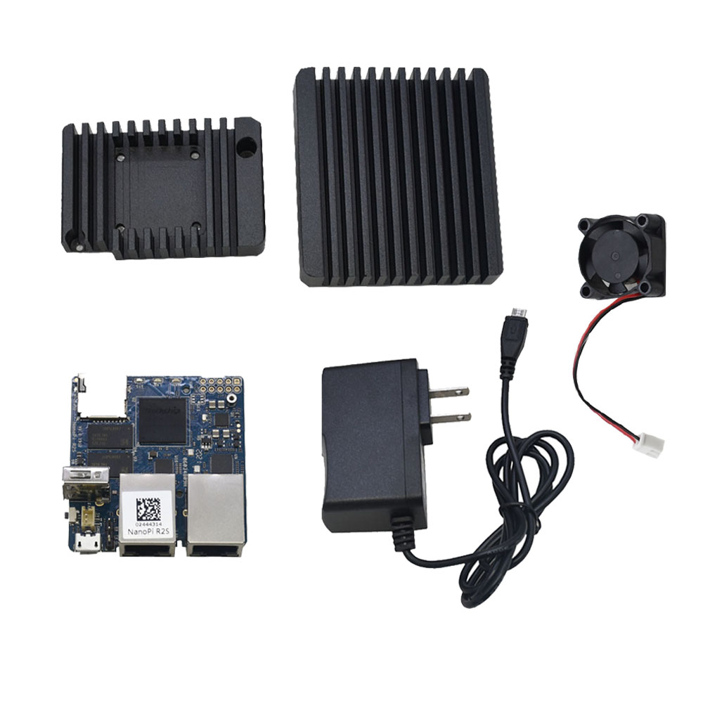 Nanopi-R2S-Mini-Router-Aluminum-Alloy-Metal-Protective-Cover-with-Cooling-Fan-5V-3A-Power-DIY-Kit-1748155