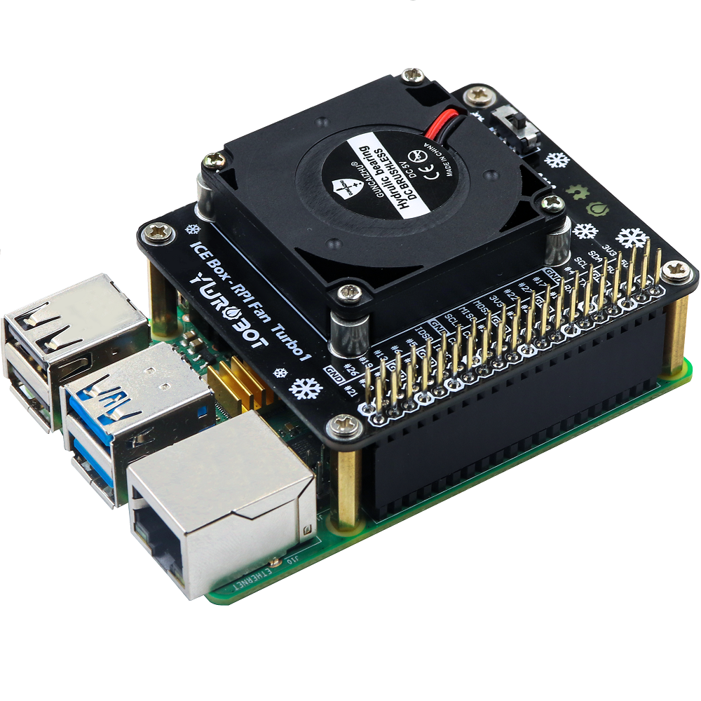 Raspberry Pi 4B Development Board Fan Suitable for Turbo Fan with LED Ambient