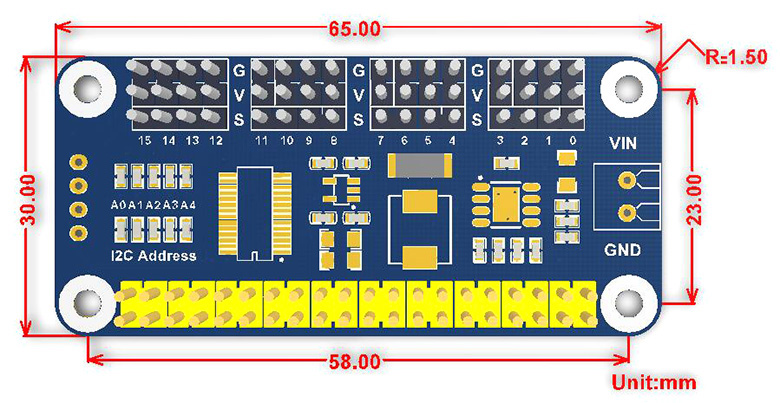Waveshare-Servo-Driver-HAT-B-Type-with-16-Channel-12bit--I2C-Interface-Right-Angle-Pinheader-for-Ras-1666700