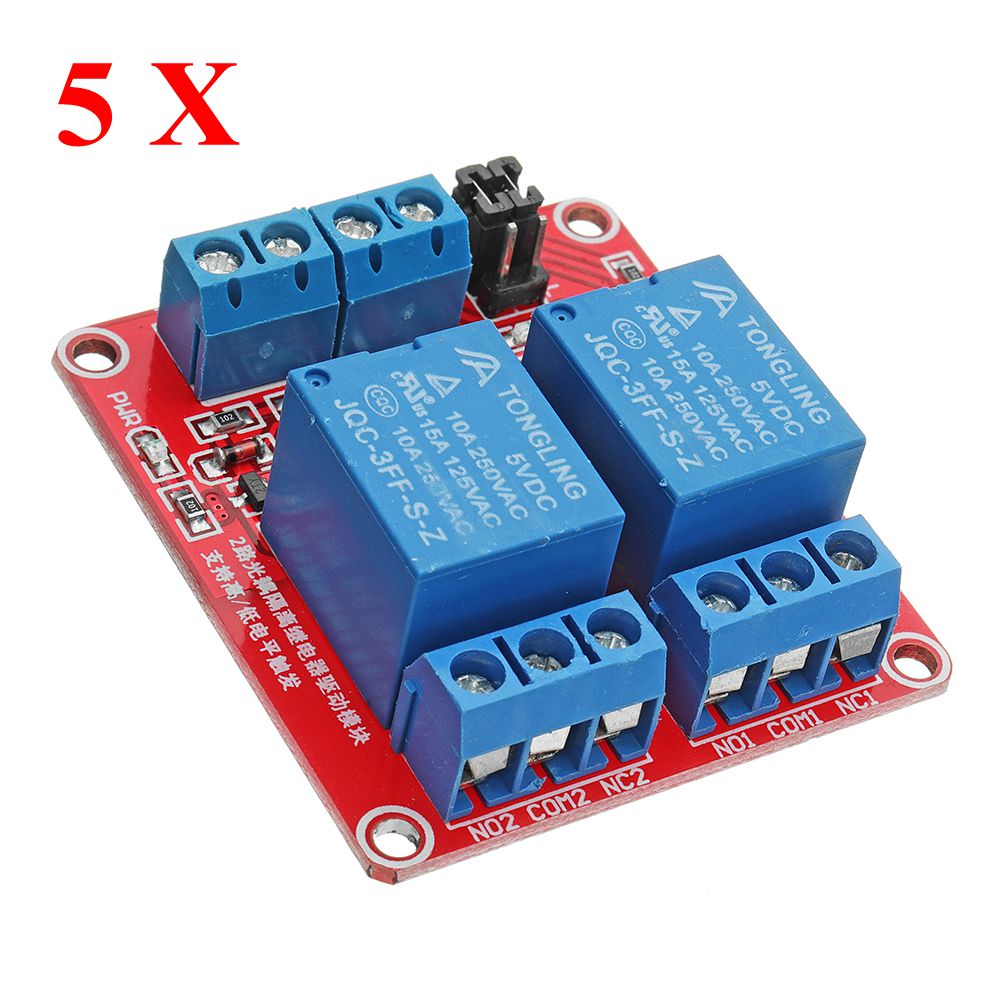 5pcs 5V 2 Channel Relay Module with Optocoupler and High/Low Level Trigger 