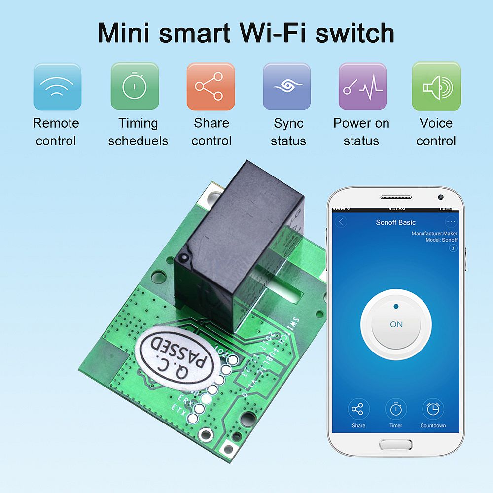 5Pcs-SONOFF-RE5V1C-Relay-Module-5V-WiFi-DIY-Switch-Dry-Contact-Output-InchingSelflock-Working-Modes--1748399