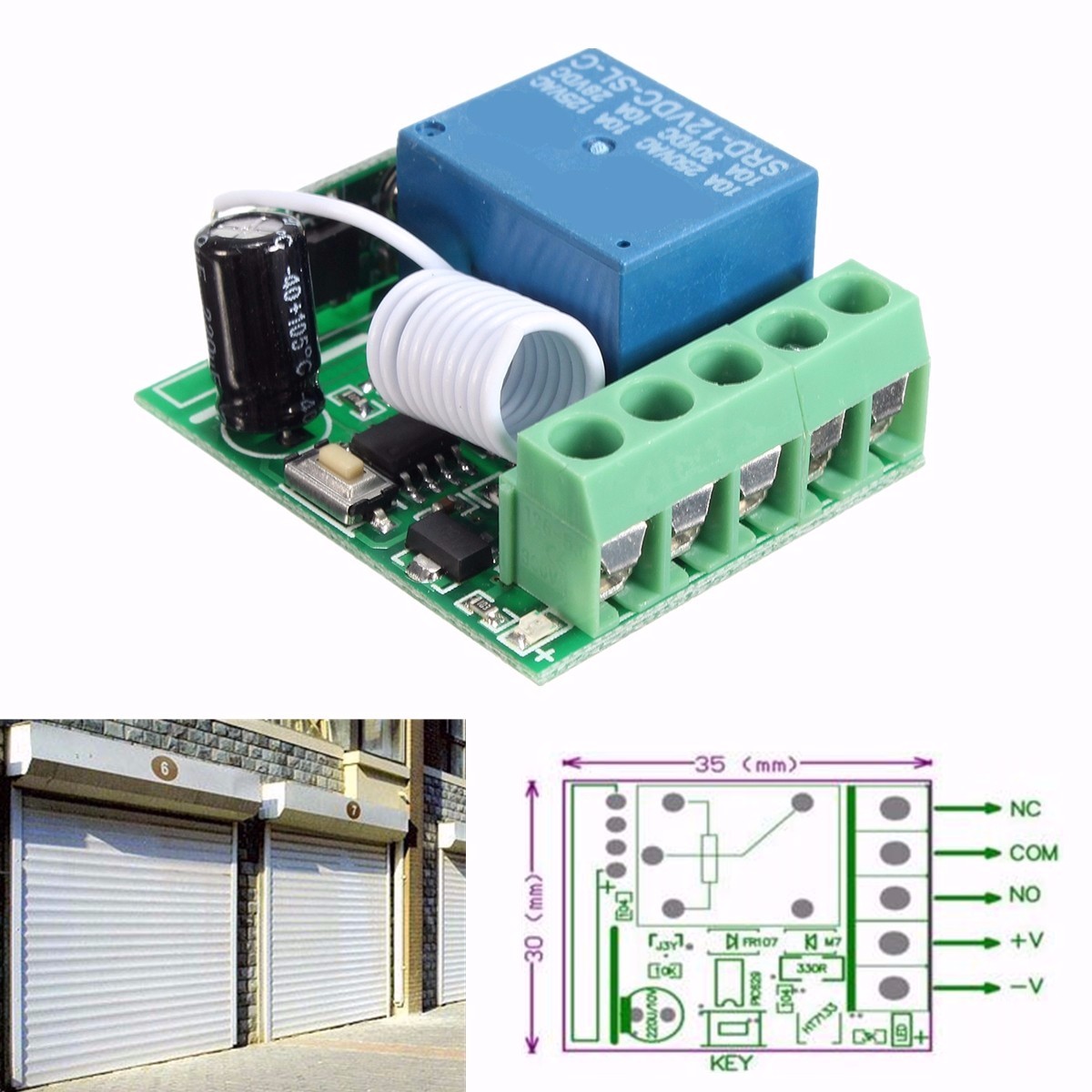 315MHz-DC12V-10A-1CH-Single-Channel-Wireless-Relay-RF-Remote-Control-Switch-Receiver-Module-1112117