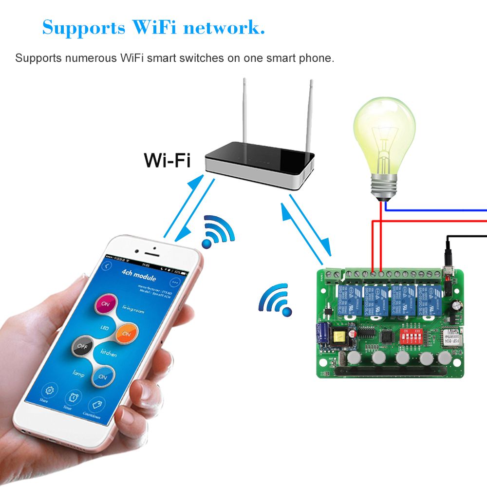 4-Channel-Smart-Remote-Control-Wireless-Switch-Universal-Module--DC-5V-Wifi-Switch-Timer-Phone-APP-R-1569979