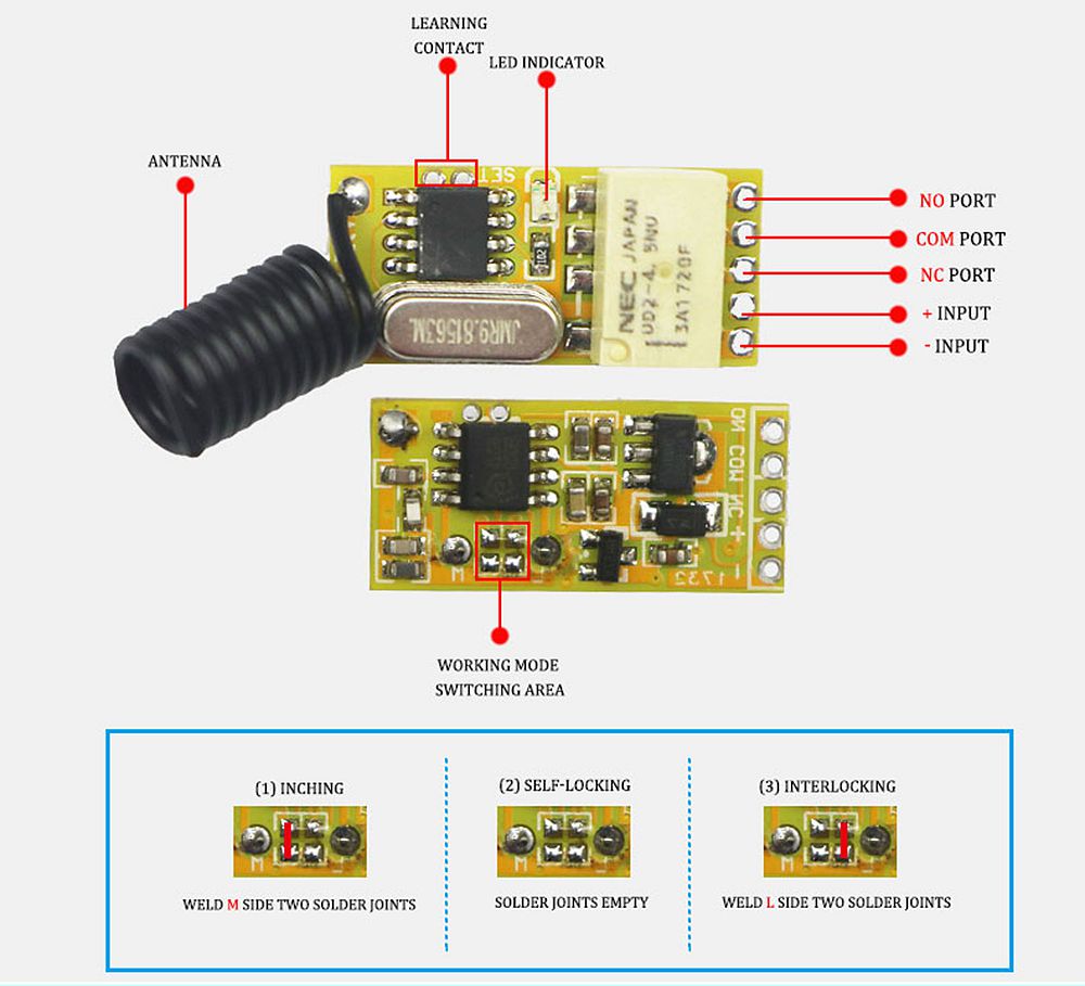 DC-37V-12V-Mini-Wireless-Remote-Control-Switch-Relay-Micro-Receiver-Transmitter-System-For-LED-Ligh-1388946