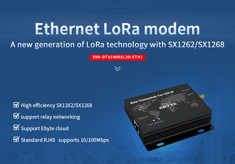 Ebytereg-E90-DTU400SL30-ETH-SX1262SX1268-10km-DTU-433mhz-Radio-TCXO-RJ45-Ethernet-Lora-Module-Modem--1660237