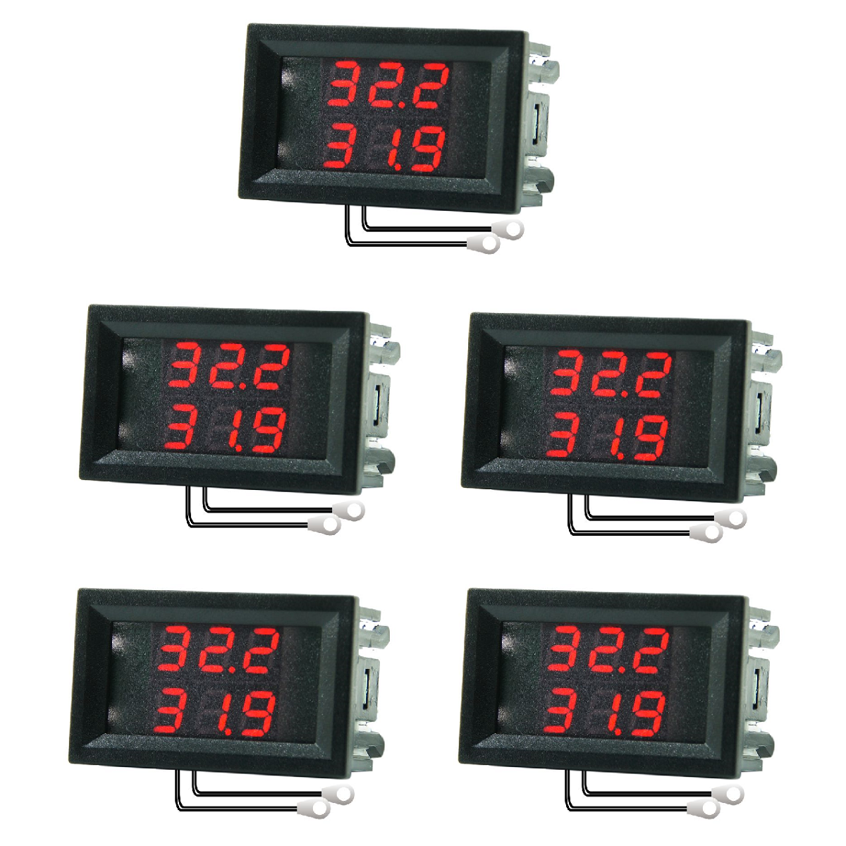 Digital Thermometer LED Display DC4-28V Dual NTC Probe Sensor Temperature Meter 