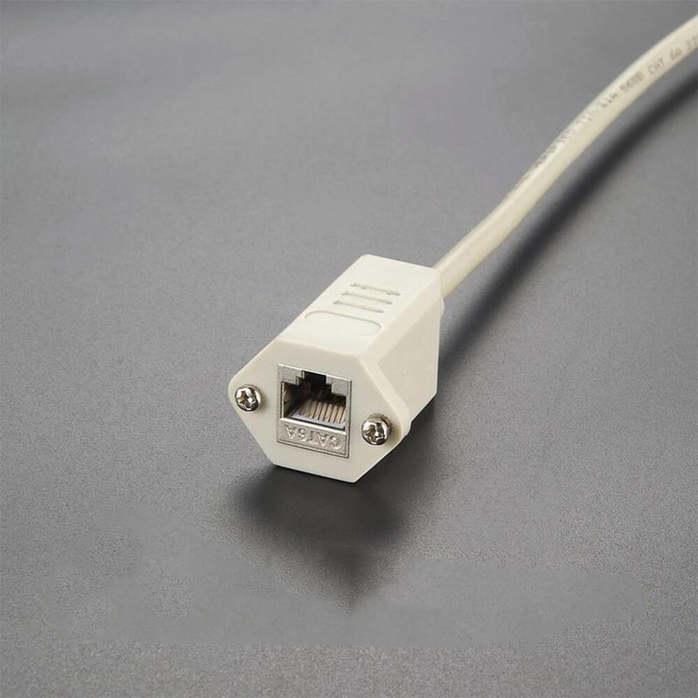 Shielded CAT6A Jack Panel Mount to Male Ethernet 180 Degrees Molded  Extension Cable 30cm